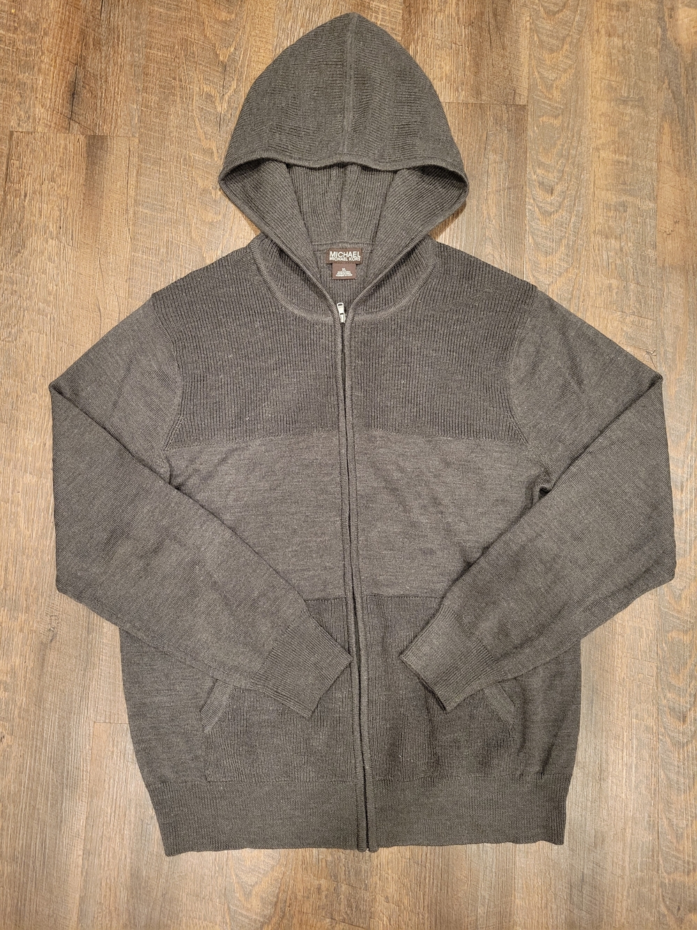 Michael Kors Men’s XL Wool Blend Hooded Full-Zip Sweater